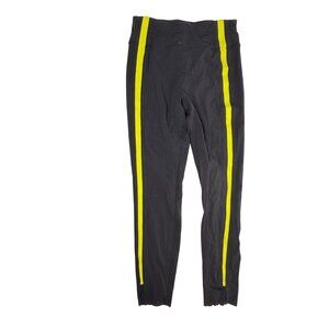 Zyia Women's Athletic Leggings Black with Yellow Stripe Size S